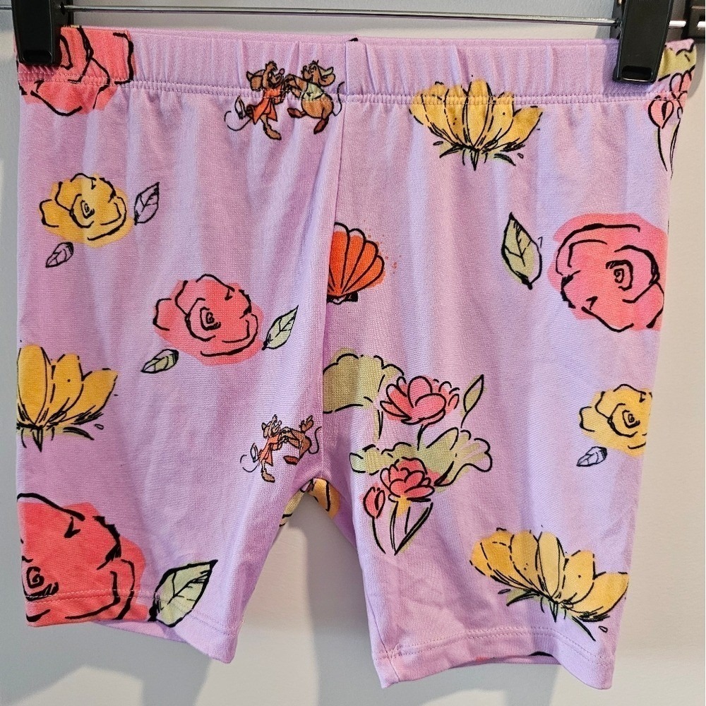 Disney Princess Girls Purple Bike Shorts Cinderella Floral Size 6 Spring Summer
